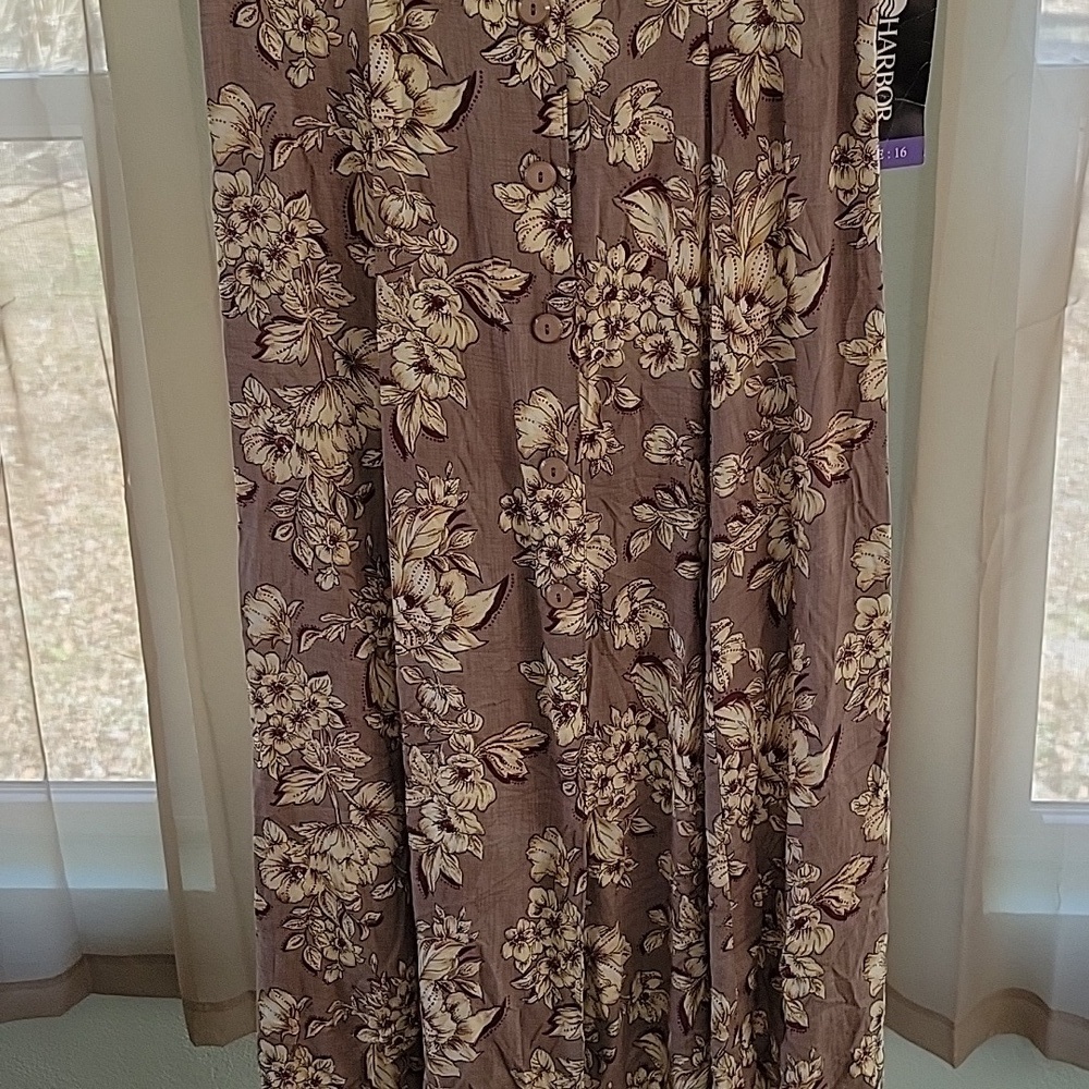 Vintage Sag Harbor Floral Midi Dress Y2K Button Front Rayon Size 16 NWT - Picture 6 of 14